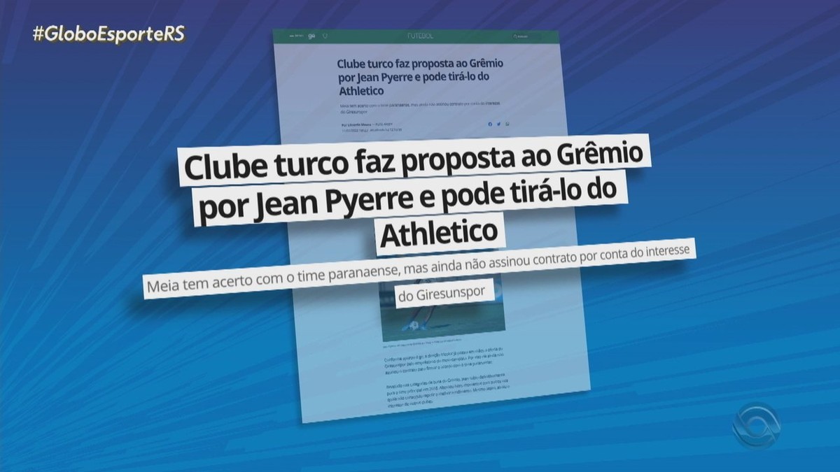 Jean Pyerre aguarda movimento do Grêmio clube turco e vive