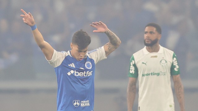 Kaio Jorge, do Cruzeiro, comemora gol marcado diante do Palmeiras