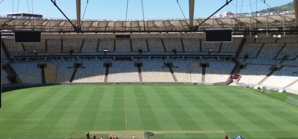Gramado do Maracanã nos últimos dias de recuperação antes da Copa do Brasil — Foto: Reprodução