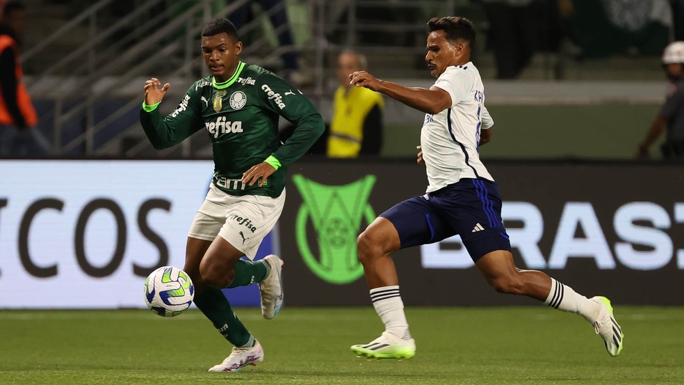 Luís Guilherme em ação pelo Palmeiras contra o Cruzeiro — Foto: Cesar Greco/Palmeiras