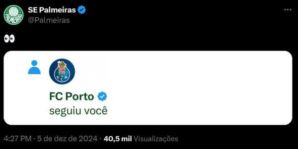 Palmeiras interage nas redes sociais com rival do Mundial de Clubes.