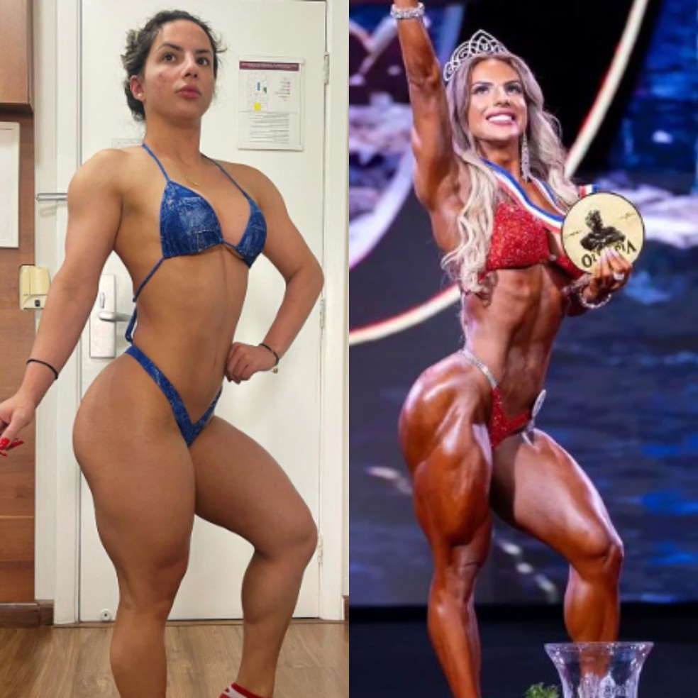 Antes y después de Isa Nunes, campeona de bienestar Mr. Olympia 2024 — Foto: Reproducción/redes sociales