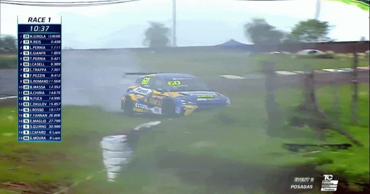 Torcedor é atingido por pneu durante churrasco em corrida na Argentina; veja
