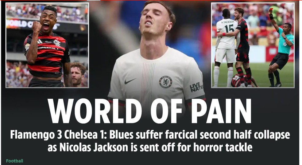 The Sun, da Inglaterra, destaca vitória do Flamengo sobre o Chelsea — Foto: Reprodução