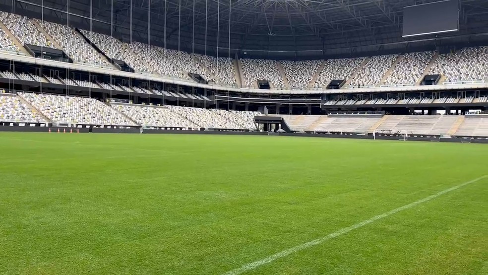 Veja como ficou o gramado da Arena MRV com a drenagem após chuvas
