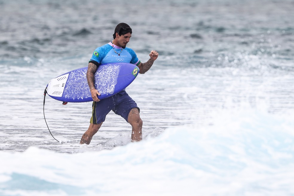 Medinda comemora onda na disputa pelo bronze nos Jogos de Paris 2024 — Foto: William Lucas/COB