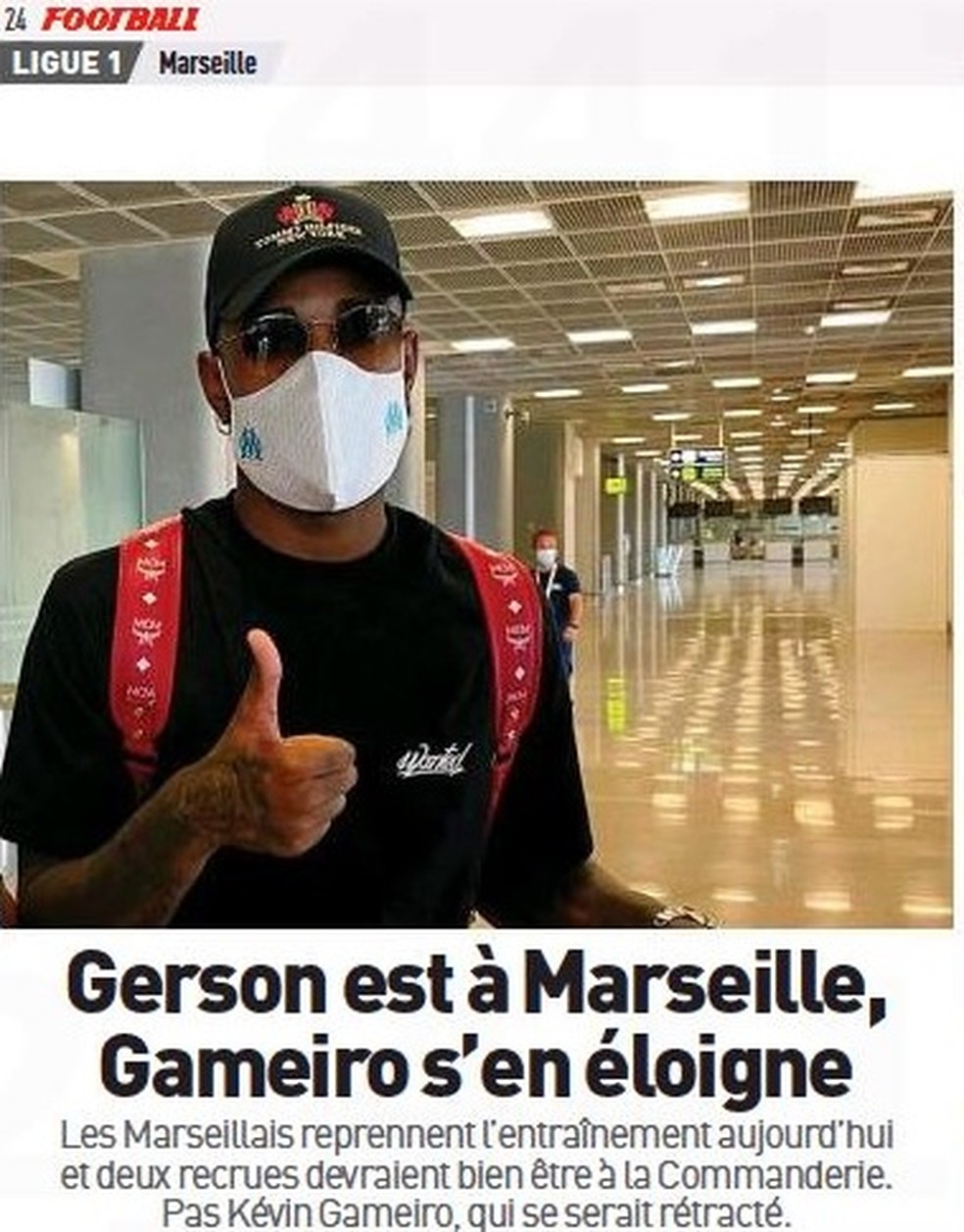Gerson cresce de produção no Olympique em nova função ofensiva