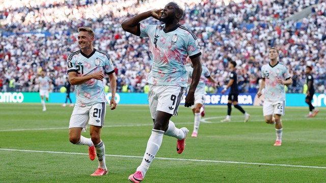 Lukaku comemora gol da Bélgica contra os Estados Unidos