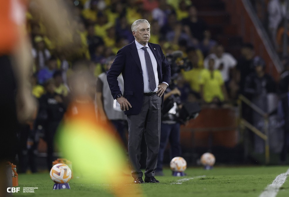 Ancelotti em Equador x Brasil — Foto: Rafael Ribeiro/CBF
