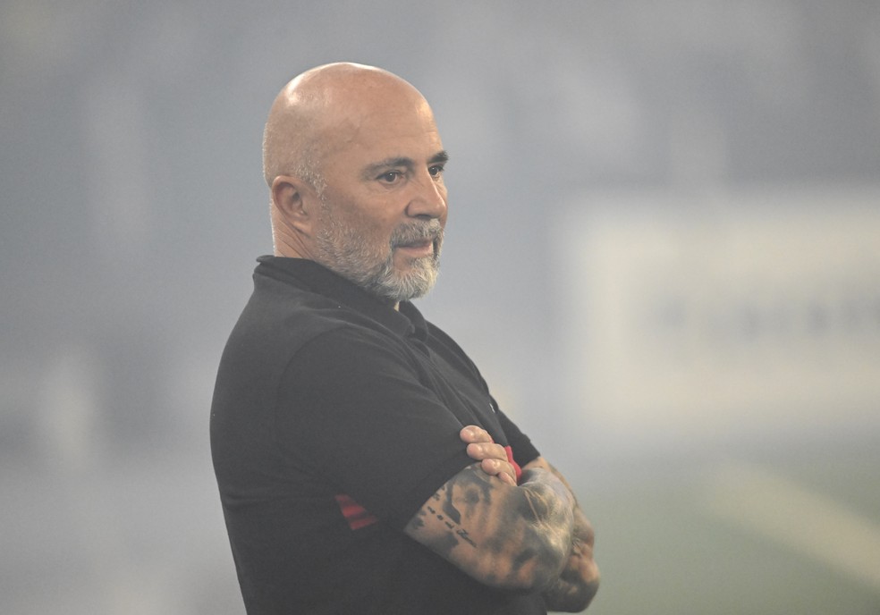 Jorge Sampaoli em Botafogo x Flamengo — Foto: André Durão