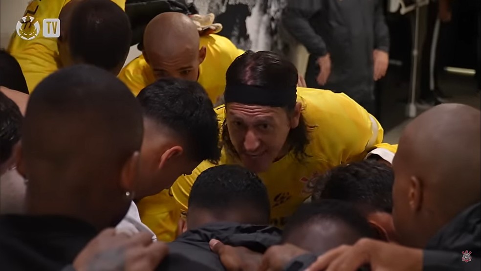 Goleiro Cássio motiva jogadores do Corinthians — Foto: Reprodução