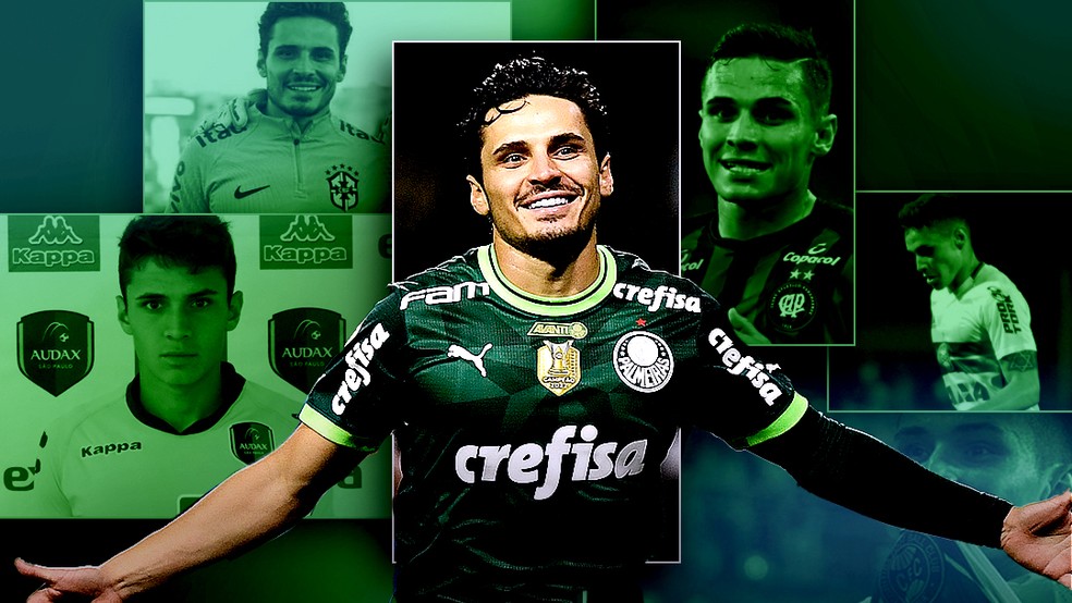 Raphael Veiga vive grande momento no Palmeiras — Foto: Montagem ge