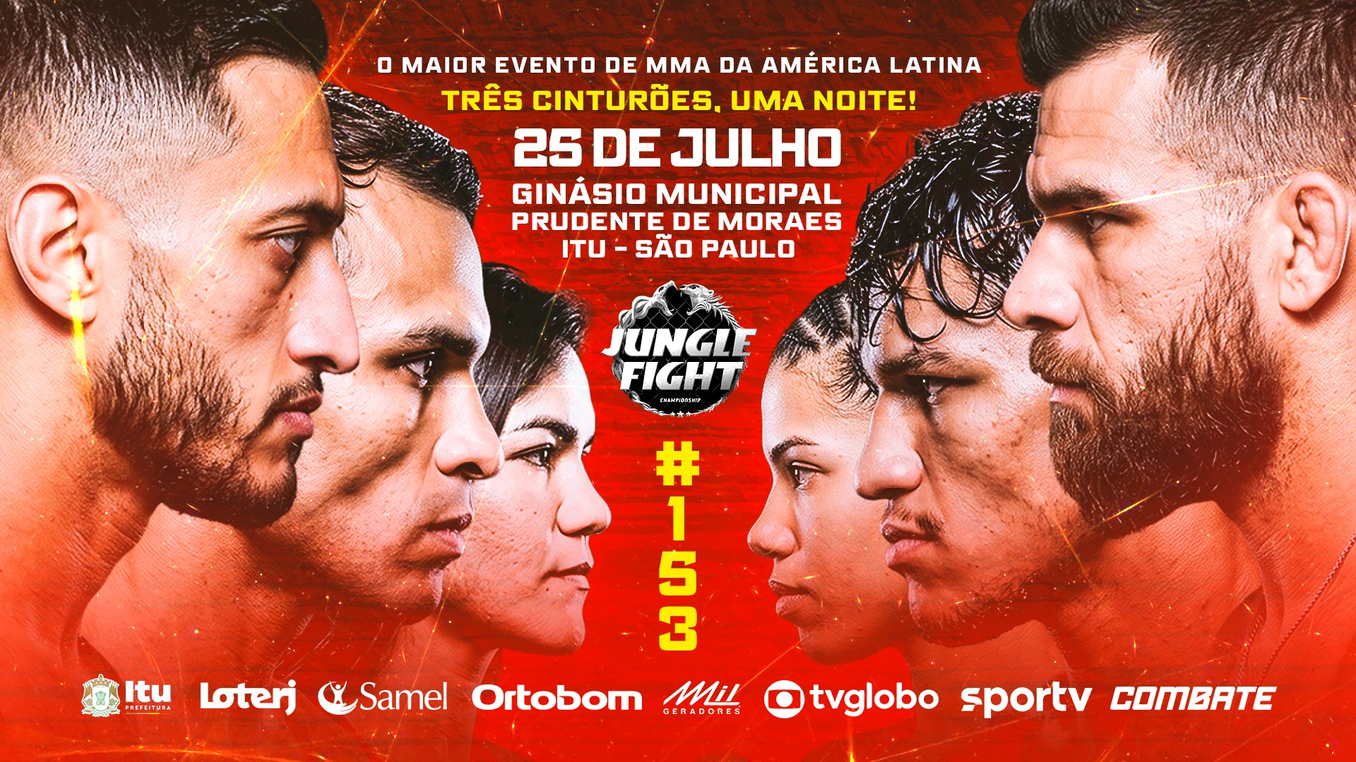 Jungle Fight 153 terá três disputas de cinturões no próximo sábado, em Itu-SP