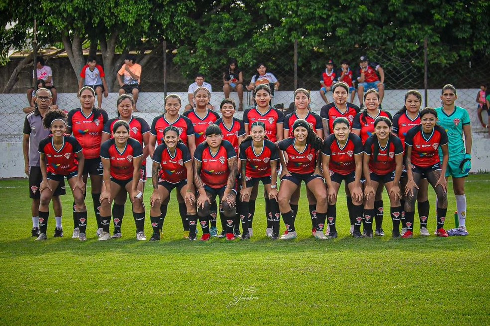 Time feminino do Gavião Kyikatejê — Foto: Jakukrei Haraxare / Gavião Kyikatejê