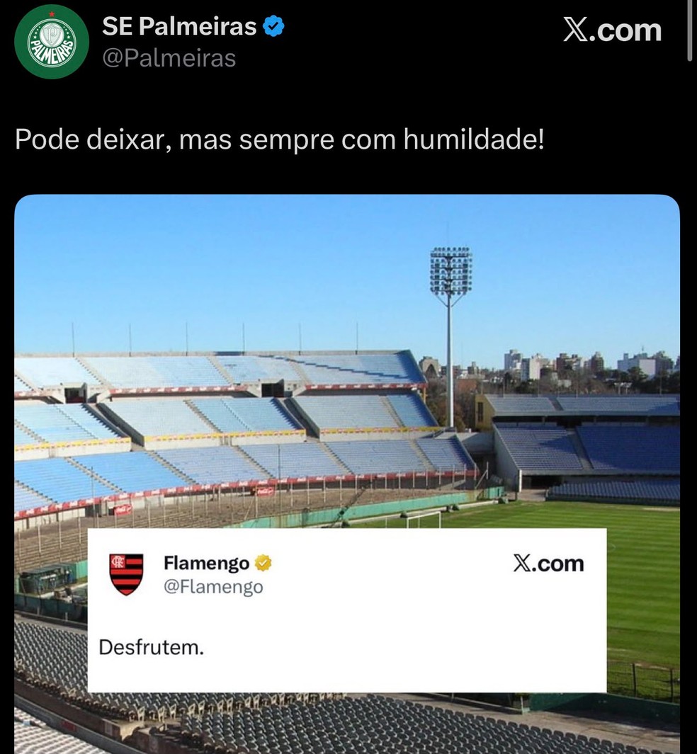 Palmeiras provoca Flamengo nas redes sociais — Foto: Reprodução