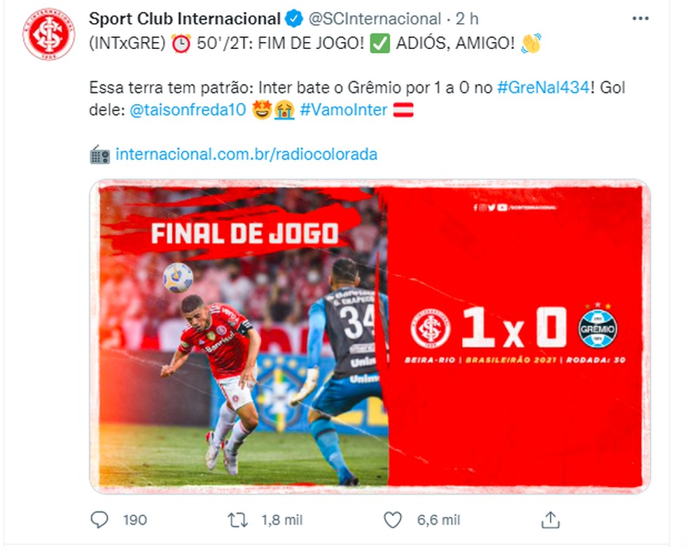INTxGRE) - Fim de jogo - Inter - Sport Club Internacional