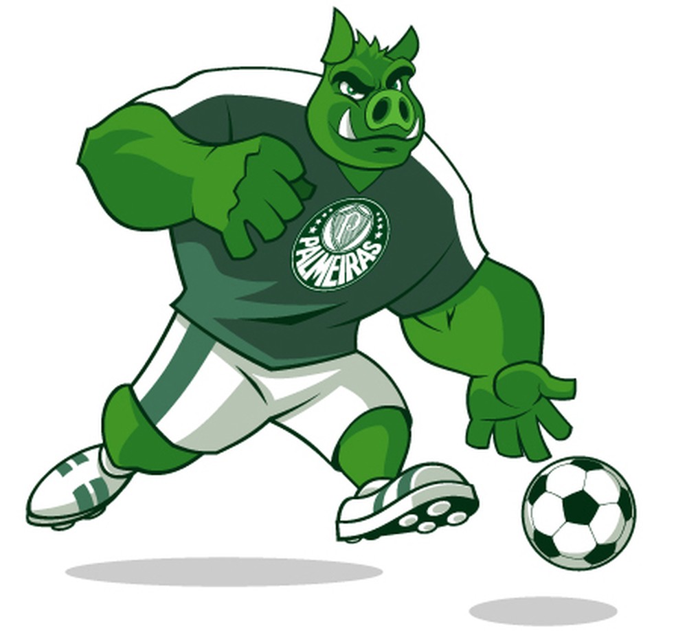 Porco Gobbato, segundo mascote oficial do Palmeiras — Foto: Divulgação/Site oficial do Palmeiras