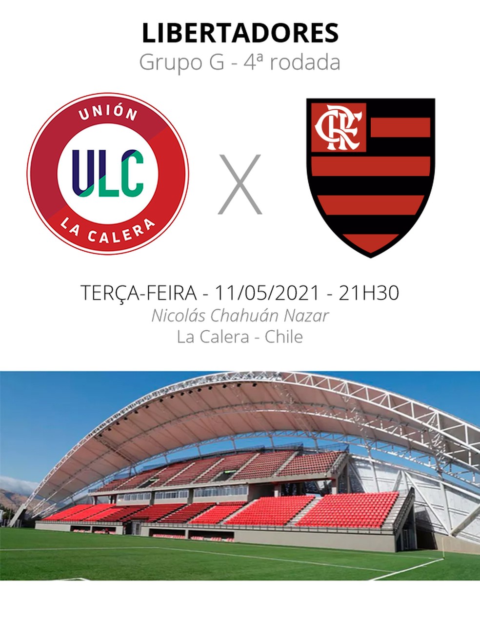 Clube de Regatas do Flamengo - É amanhã, Nação! O Mengão enfrenta o Unión  La Calera, às 21h30, no Chile, pela fase de grupos da Libertadores.  Acompanhe a transmissão em áudio da