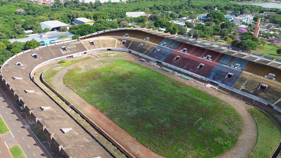 Imagem do Estádio Morenão feita por drone em 16 de junho de 2025. — Foto: Edmar Melo/TV Morena