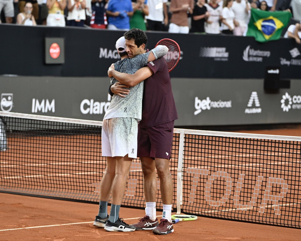 João Fonseca e Marcelo Melo são campeões de duplas do Rio Open 2026 — Foto: André Durão