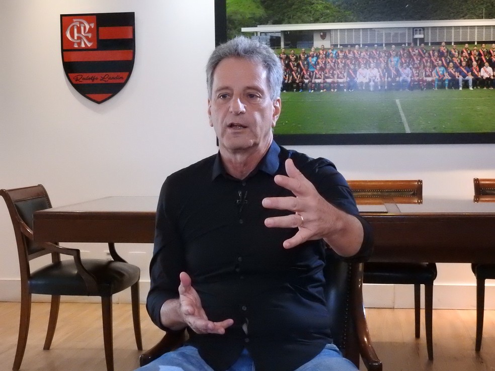 Rodolfo Landim, presidente do Flamengo, em entrevista exclusiva ao ge — Foto: Fred Gomes