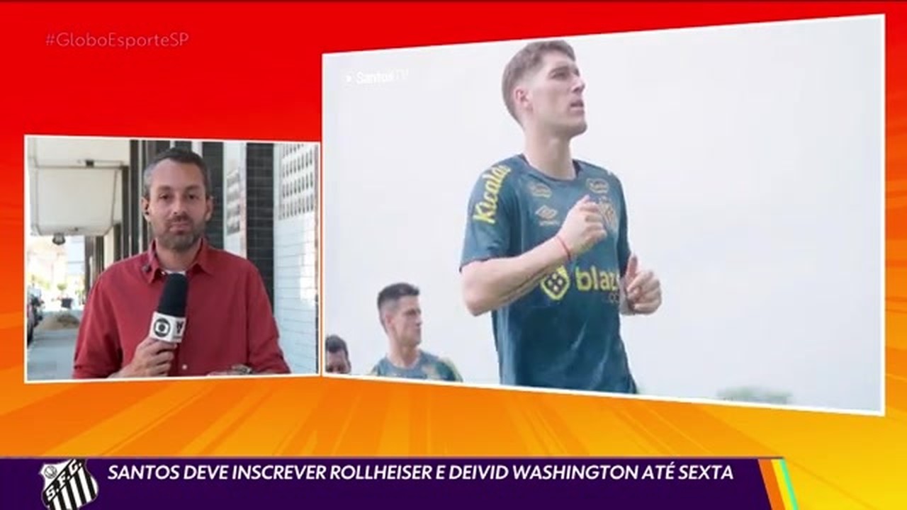 Benjamín Rollheiser durante treino do Santos no CT Rei Pelé