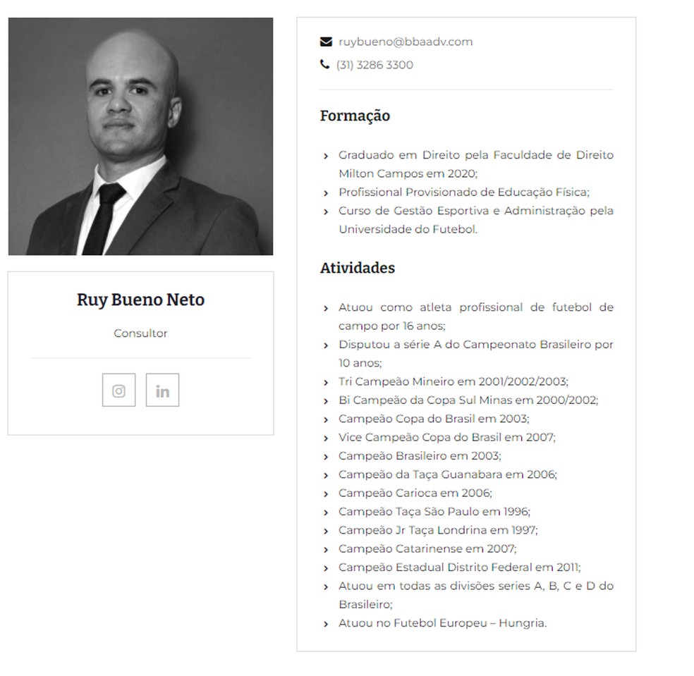 Descritivo de atividades de Ruy Cabeção, do escritório de advocacia. Foto: Internet