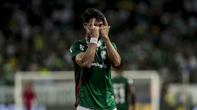 Flaco López comemora gol do Palmeiras contra o Mirassol