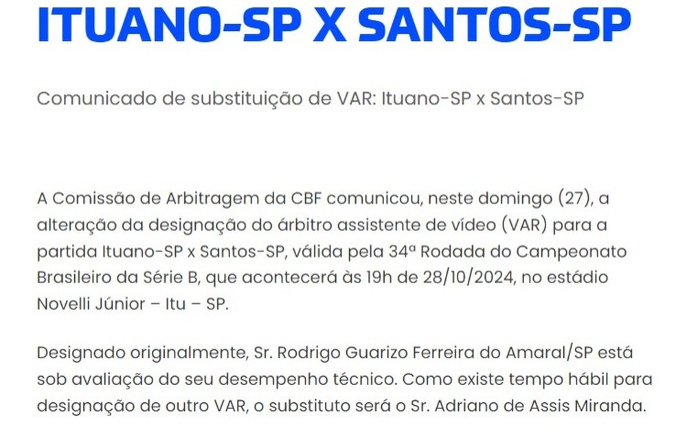 CBF altera VAR de jogo da Série B após polêmicas na Série A — Foto: Reprodução