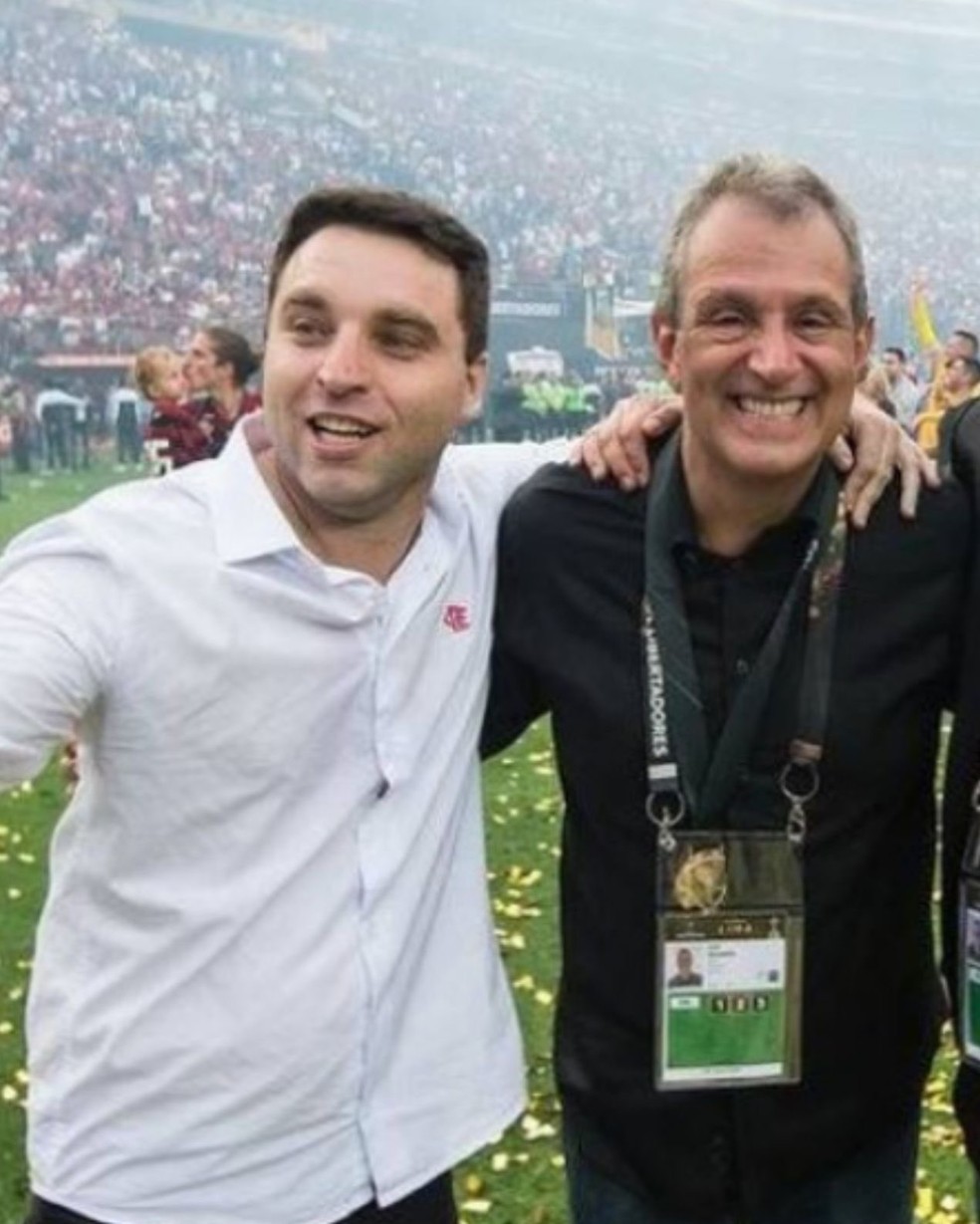 Dekko Roisman e Bap na comemoração da Libertadores do Flamengo em 2019 — Foto: Reprodução