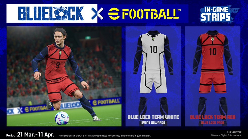 Uniforme de treinamento do anime Blue Lock no eFootball 2024 — Foto: Divulgação/Konami