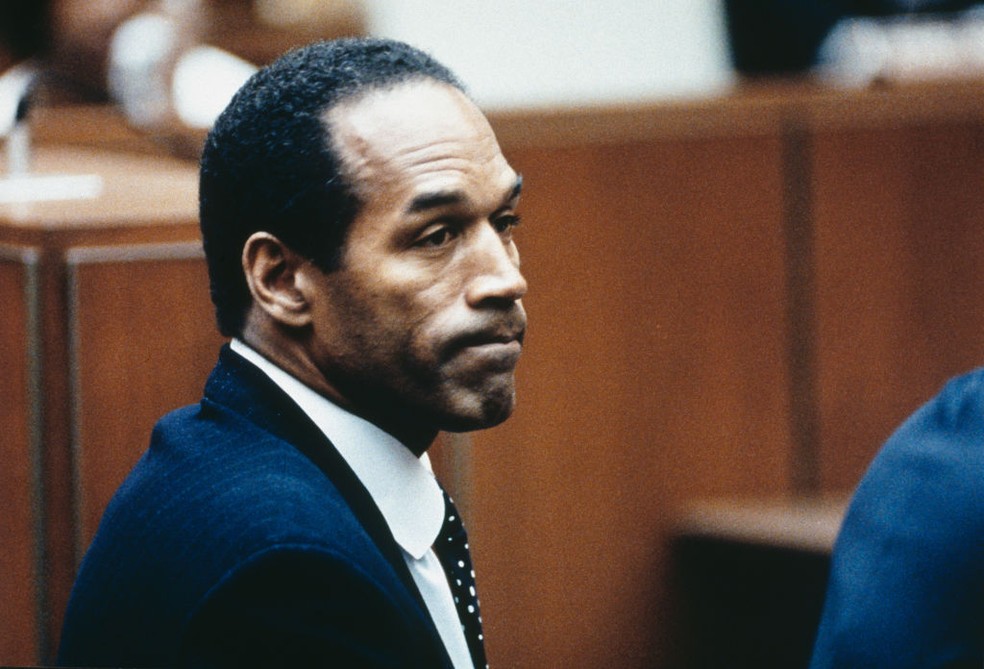O.J Simpson durante o julgamento do assassinato de sua esposa em 1994 — Foto: Ted Soqui/Sygma via Getty Images