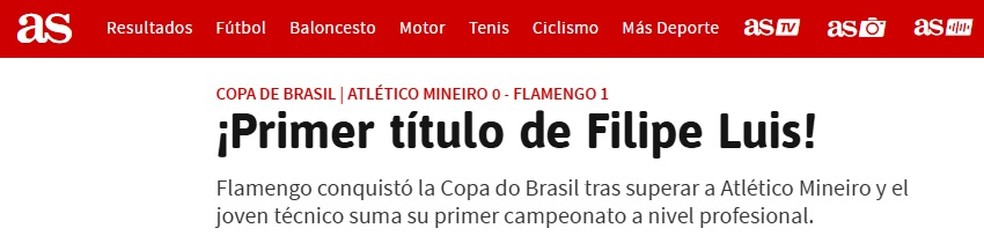 Imprensa espanhola repercute o ttulo de Filipe Lus como tcnico do Flamengo  Foto: Reproduo