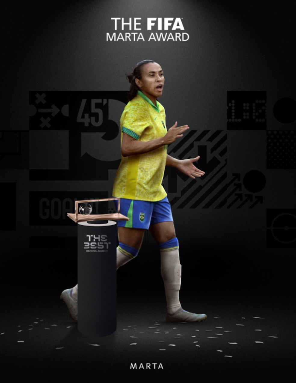 Marta vence primeira edição do Prêmi Marta — Foto: Reprodução / Fifa
