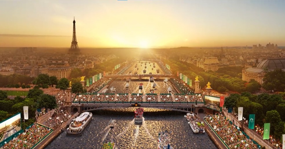 Rio Sena será um dos palcos da cerimônia de abertura de Paris 2024 — Foto: Reprodução / Twitter
