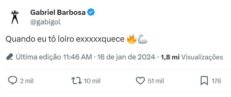 Gabigol indica que mudou o visual em post nas redes sociais — Foto: Reprodução / X