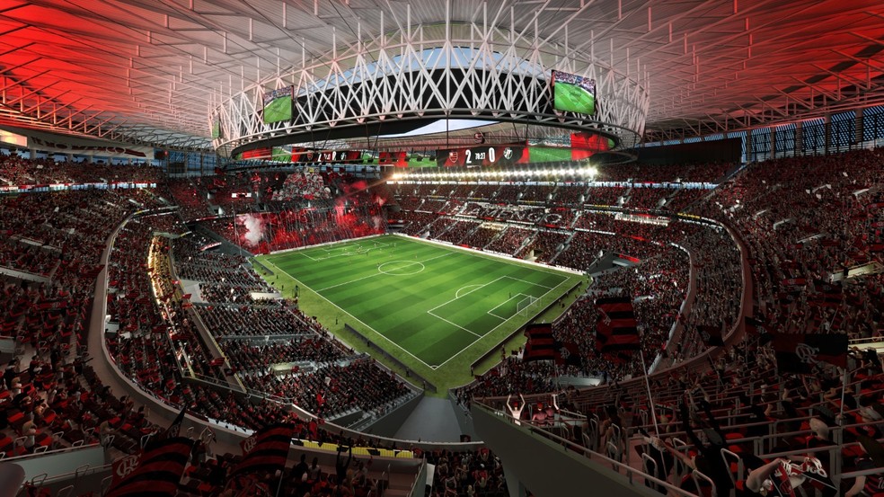 Imagens do projeto do estádio do Flamengo — Foto: Reprodução
