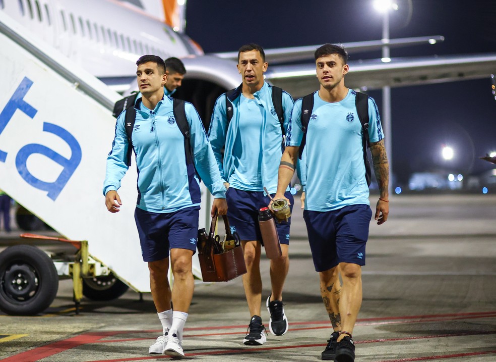 Carballo, Marchesín e Cristaldo são alguns dos estrangeiros do Grêmio — Foto: Lucas Uebel/Grêmio FBPA
