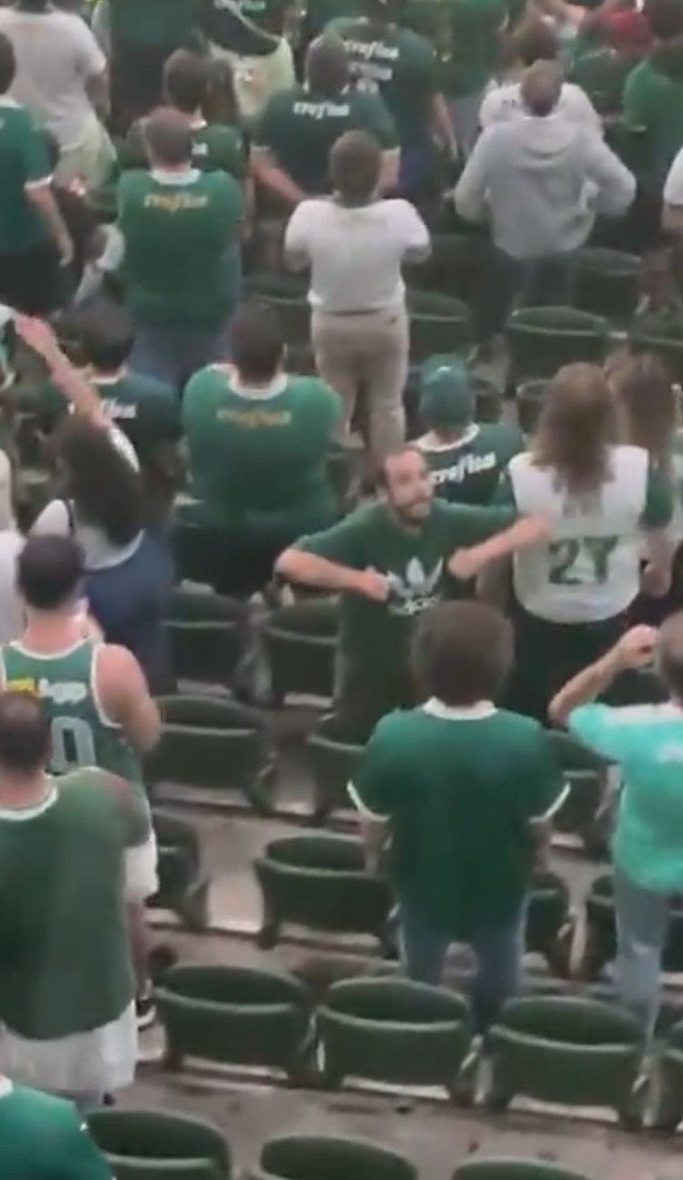 Torcedor faz gesto de cunho racista em jogo do Palmeiras — Foto: Reprodução