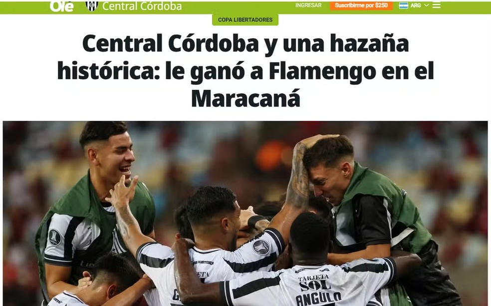 Vitória do Central Córdoba sobre a Argentina repercute na mídia argentina — Foto: Reprodução