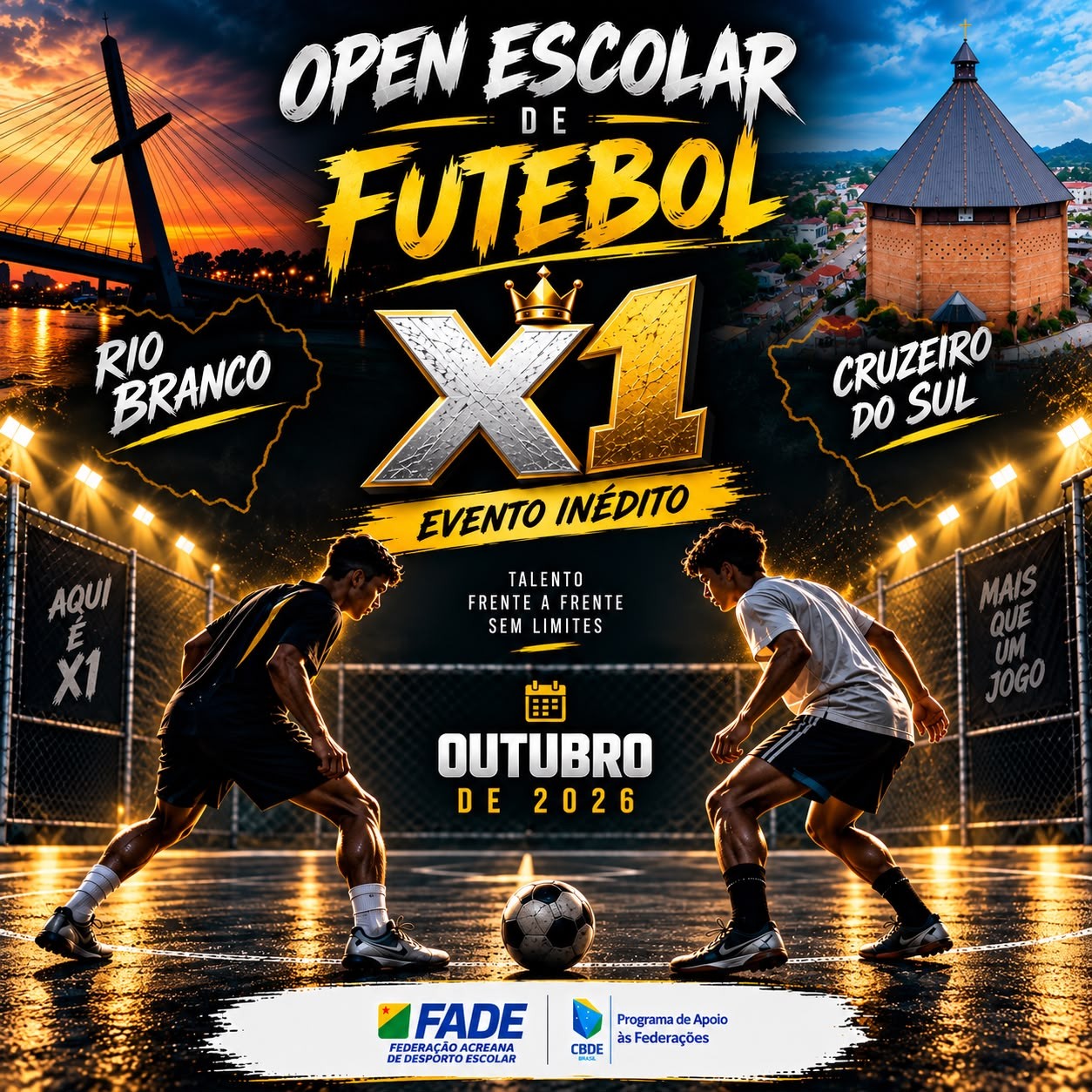 Jovens jogando futebol em uma escola do Acre