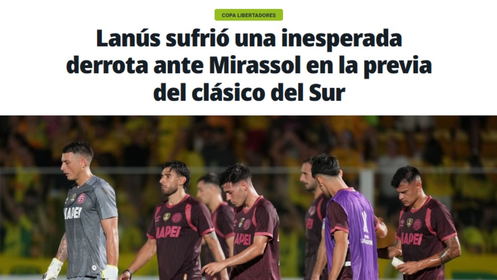 Jornal Argentino repercute vitória do Mirassol — Foto: Reprodução / Internet