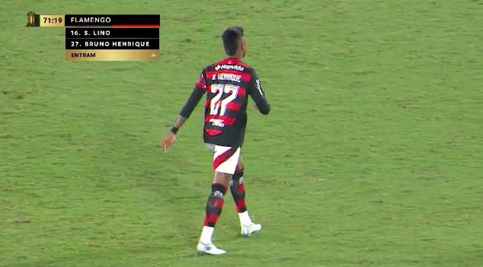 Bruno Henrique, do Flamengo, contra o Racing  Foto: Reproduo