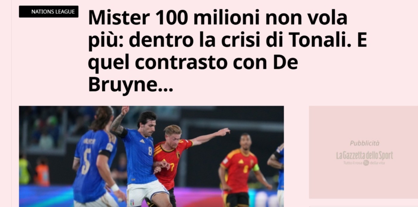 Italiano mais caro da história, Tonali vira alvo de críticas após negócio de R$ 720 milhões