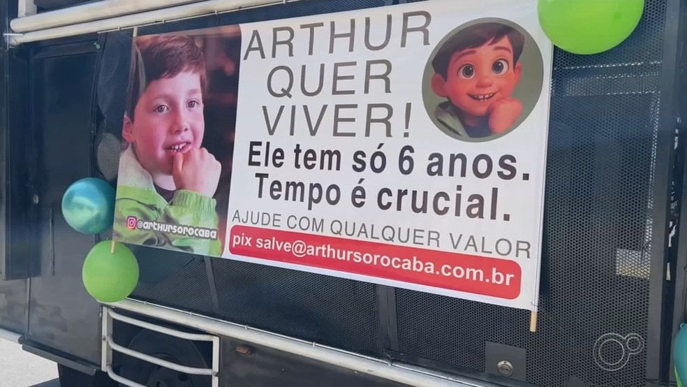 Família de Arthur tenta arrecadar valor milionário para seu tratamento — Foto: Reprodução/TV TEM
