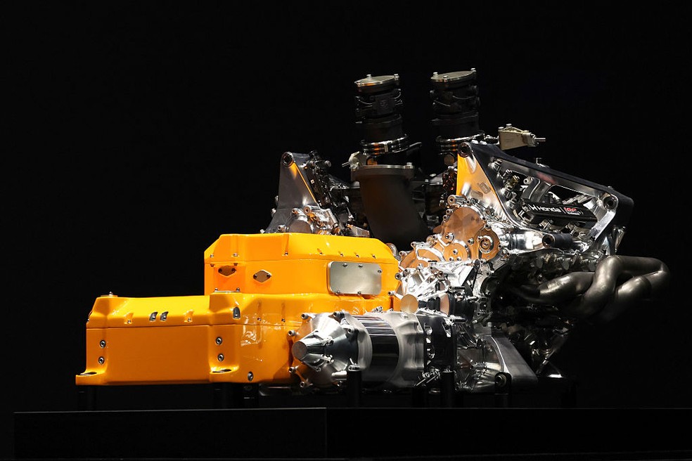 Unidade de potência (motor) da Aston Martin, fornecido pela Honda — Foto: Takashi Aoyama/Getty Images