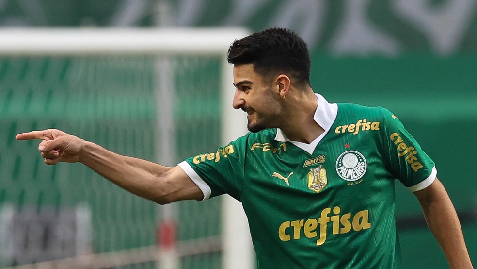 Flaco López comemora em Palmeiras x São Paulo — Foto: Cesar Greco