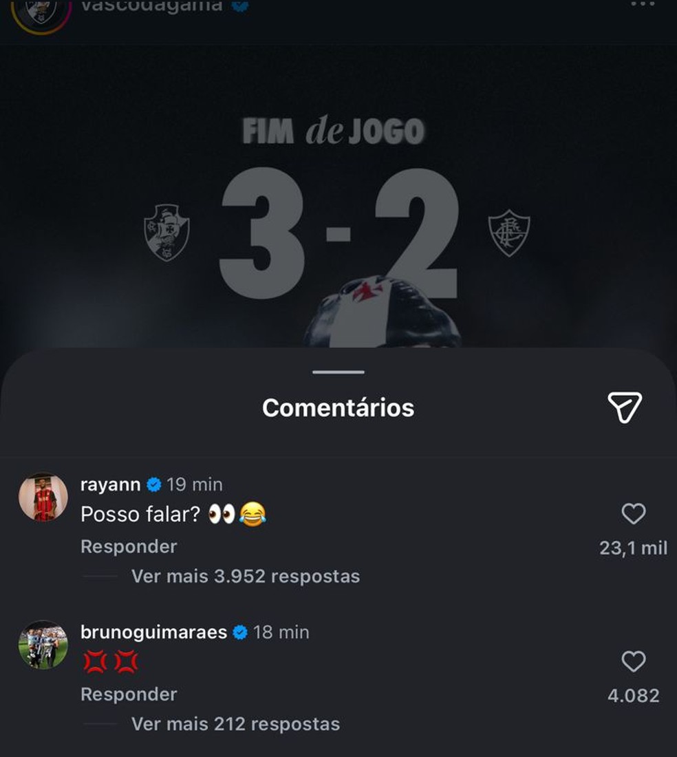 Memes da vitória do Vasco sobre o Fluminense - Bruno Guimarães — Foto: Reprodução