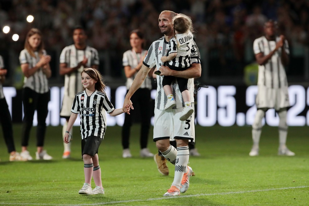 Chiellini na despedida da Juventus, em 2022 — Foto: Getty Images