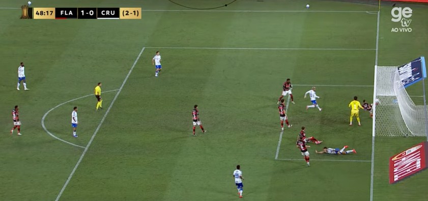Entrou ou não? Veja revisão do VAR para gol pedido pelo Cruzeiro contra o Flamengo